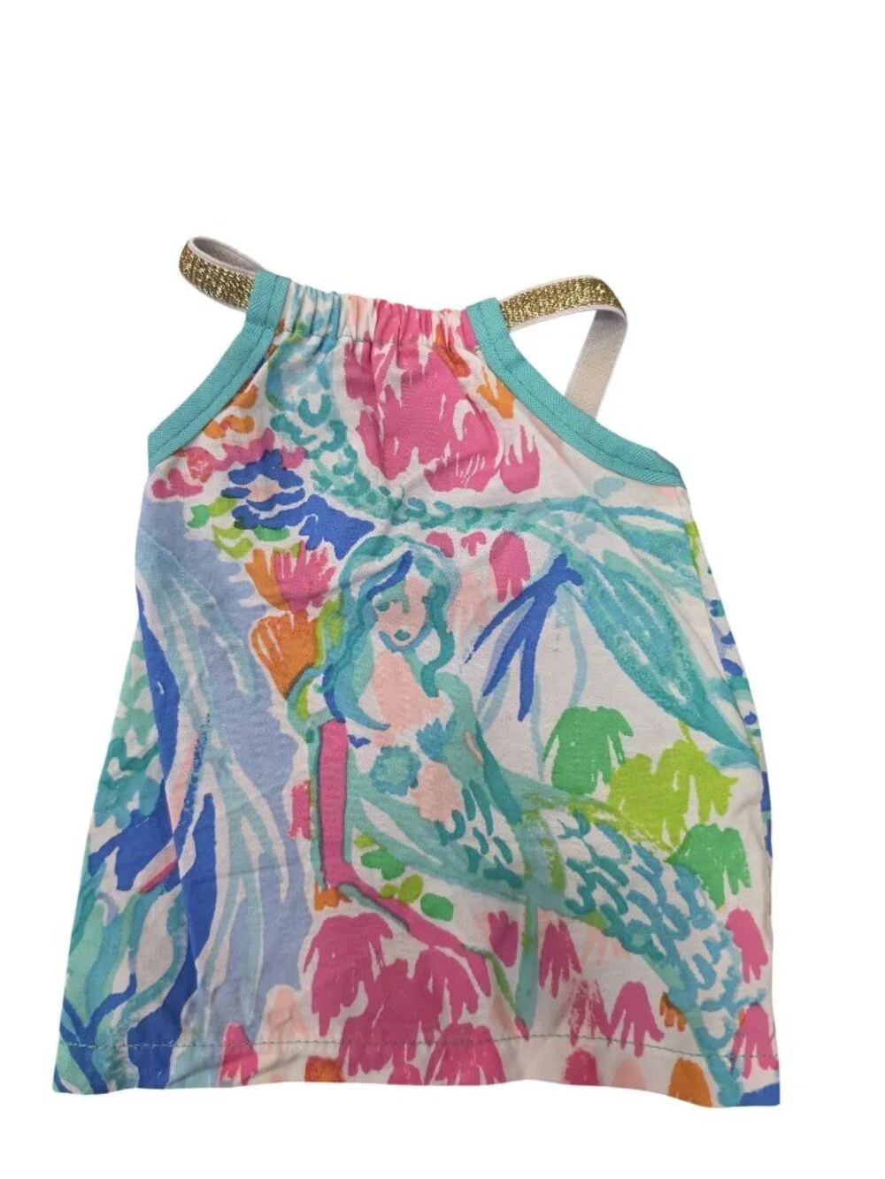 Lilly Pulitzer american girl doll size Mermaid cove Print Sundress Gold Straps